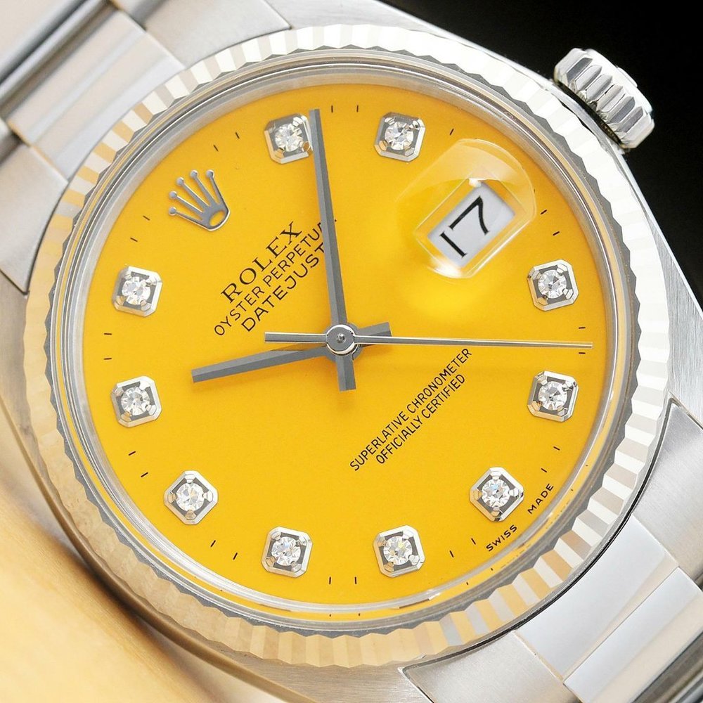 Sale! Rolex 36mm Yellow Dial Diamond Men's Watch